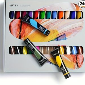 ARTIFY Acrylic Paint, Set Of 24 Color (1.29 Oz, 38ml) With A Storage Box, Rich Pigments, Non Fading, Non Toxic Paints For Artist, Hobby Painters, Art Supplies For Canvas Painting