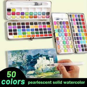 Watercolor Paint Set, Great For Painting, 50 Colors, Detail Paint Brush Included, Art Supplies, For Artists, Amateur Hobbyists And Painting Lovers